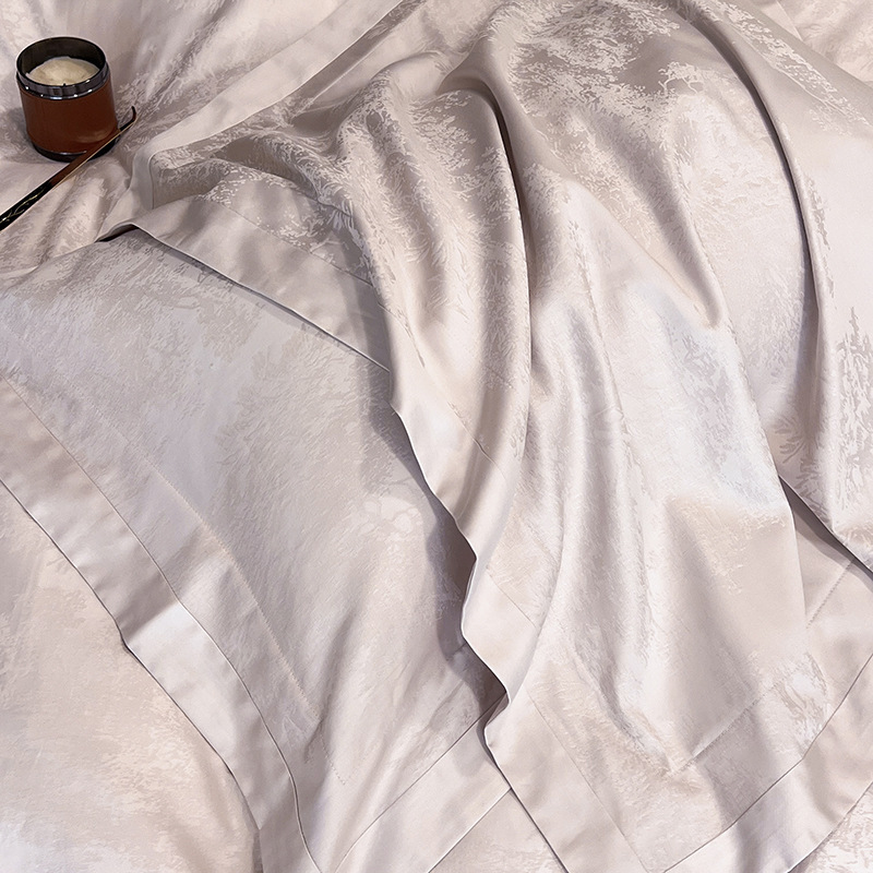 Completo copripiumino in cotone jacquard set letto quattro pezzi_voghion.com