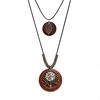 Wooden metal retro sweater, long pendant, necklace, suitable for import, cotton and linen