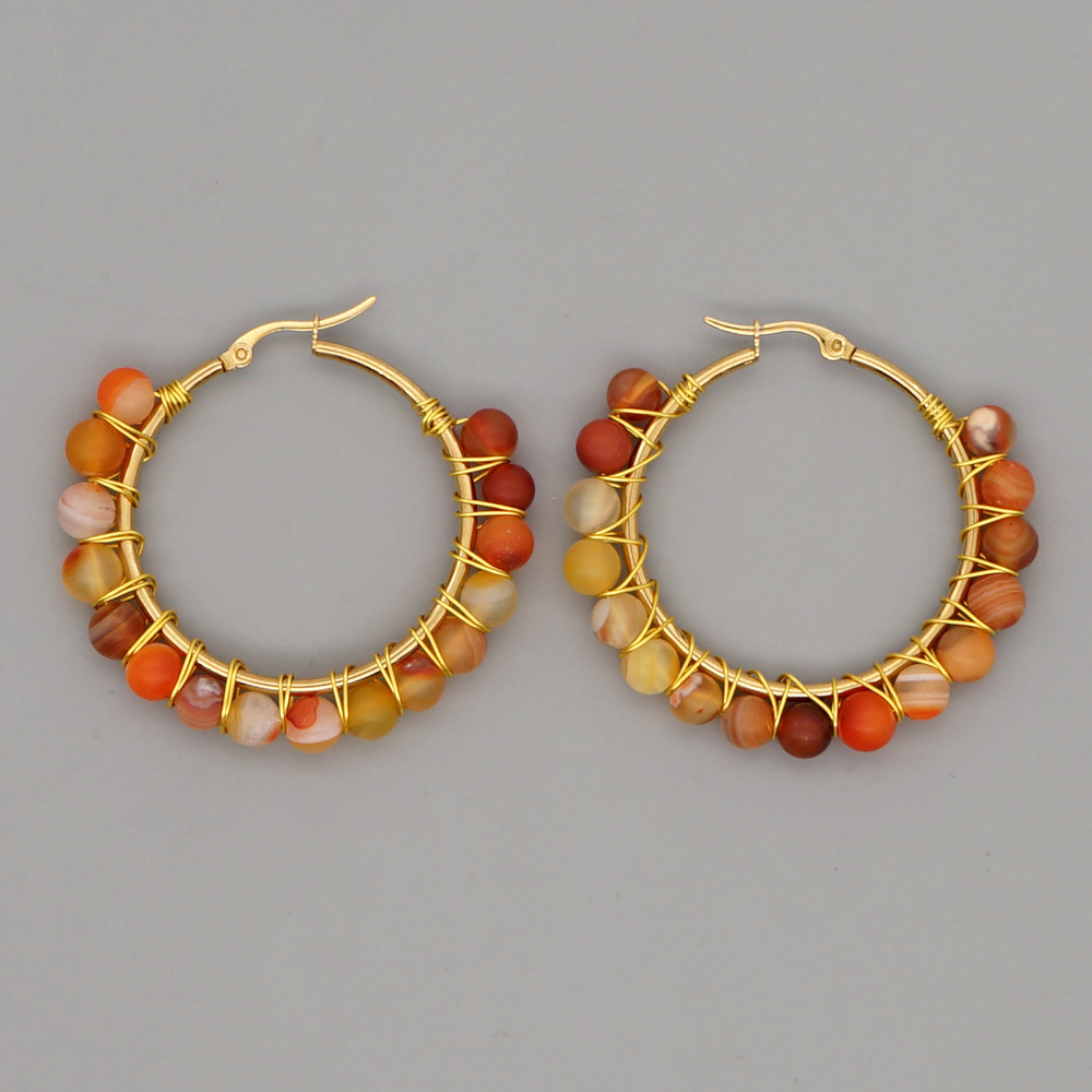 simple exaggerated ethnic gem large hoop earringspicture11