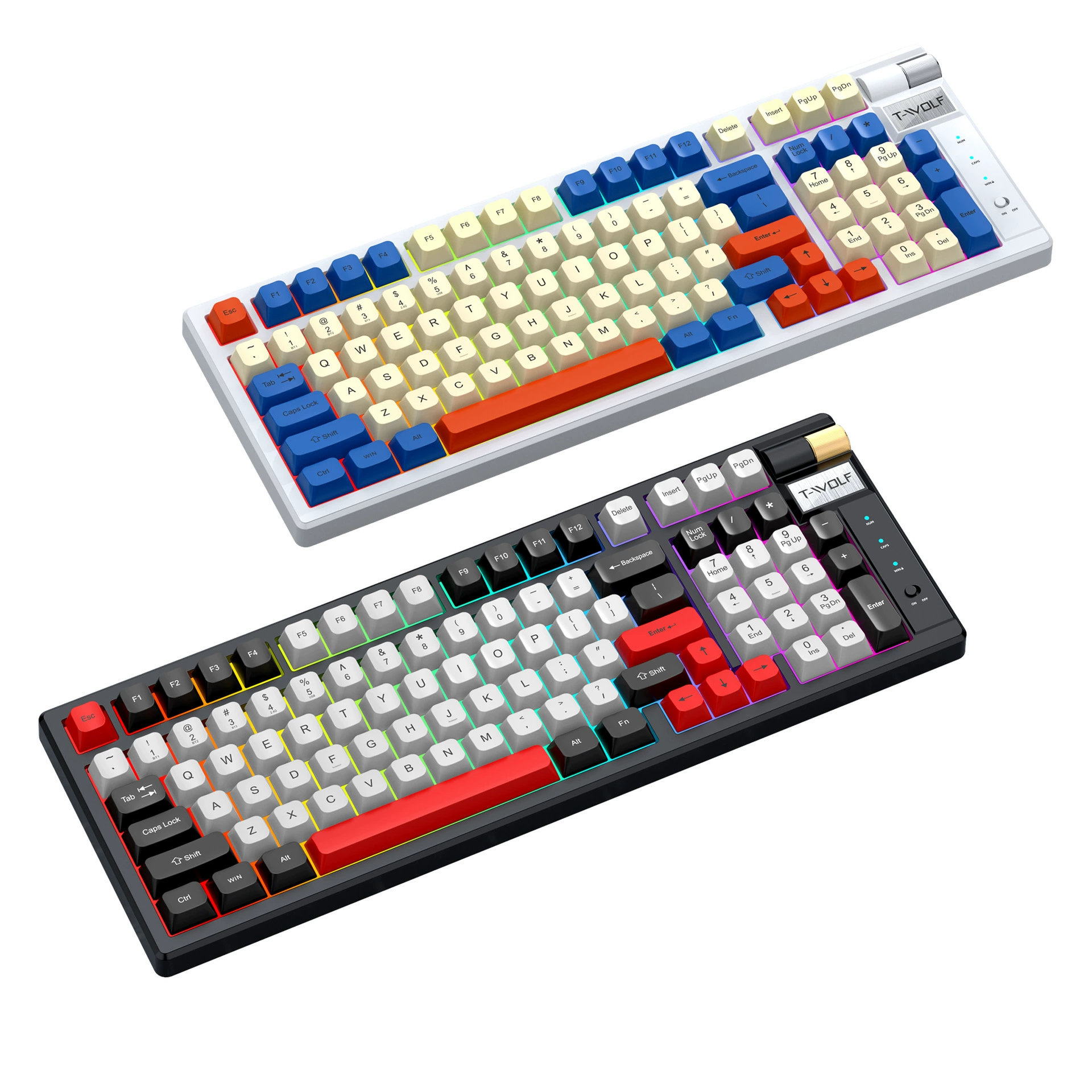 T-Wolf Thunder Wolf T70 беспроводная механическая клавиатура с Bluetooth в три режима RGB игра настраиваемая горячая вставка красный стержень бесшумная