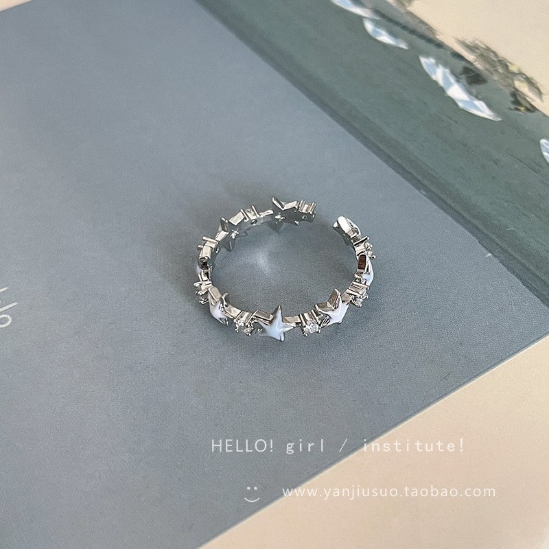 Anillo de circonita de perlas de viento ins, nicho femenino, sentido de alta gama, simple y ligero, anillo de novia de lujo, anillo de apertura de temperamento al por mayor