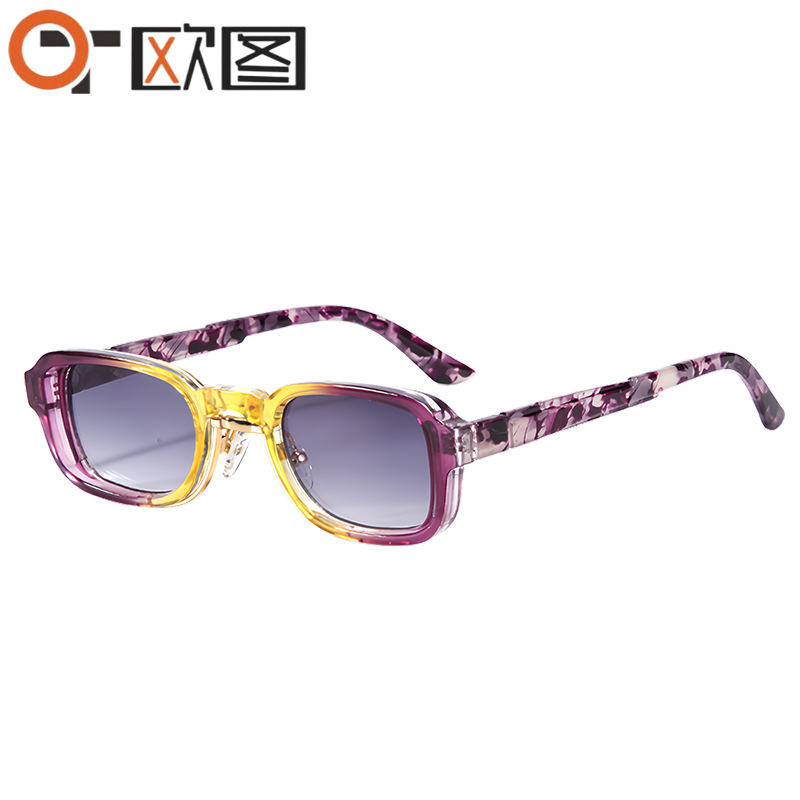 New European and American small frame square color matching sunglasses all-match men's and women's cross-border simple sunglasses M6177