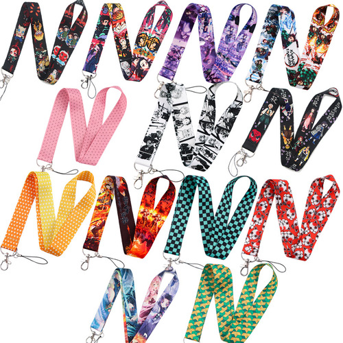 Cartoon anime Demon Slayer mobile phone lanyard ID camera tag key chain bus badge lanyard wholesale