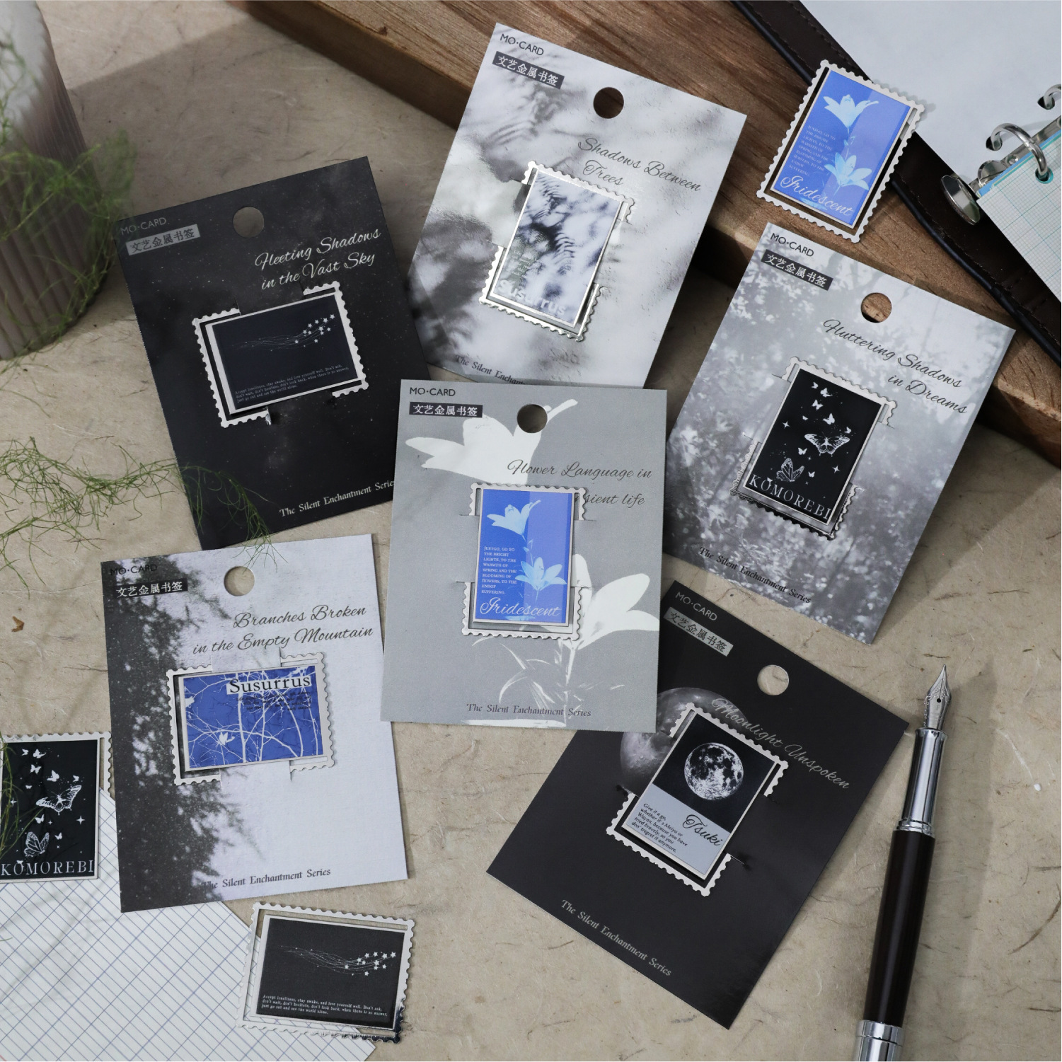 Mo tinta rosa marcador de metal todo en silencio en el libro retrógrado estereoscópico bendición regalo marcador de metal