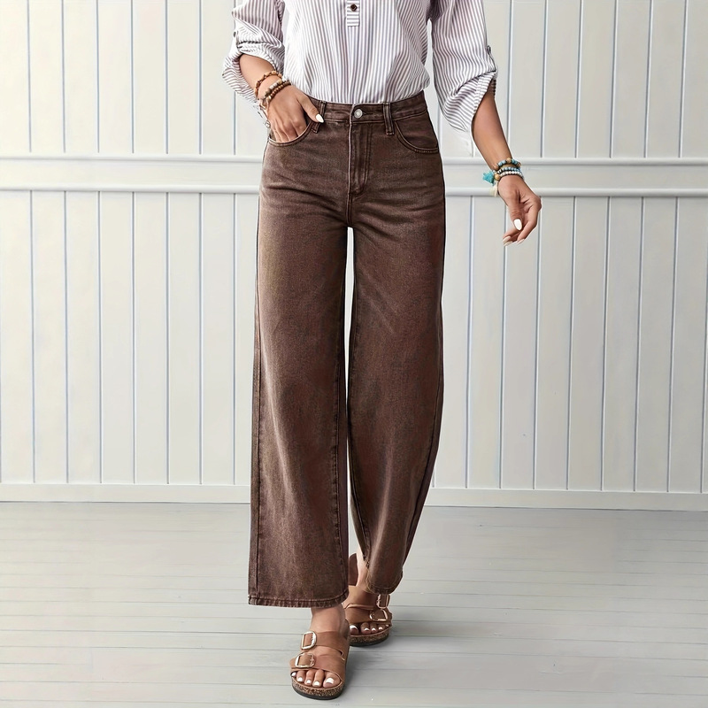 Cross-Border Women's Jeans European and American Style Amazon Same Style High-Waisted Comfortable Straight-Leg Casual Pants Wide-Leg Women's Jeans Cross-Border Women's Jeans European and American Style Amazon Same Style High-Waisted Comfortable Straight-Leg Casual Pants Wide-Leg Women's Jeans