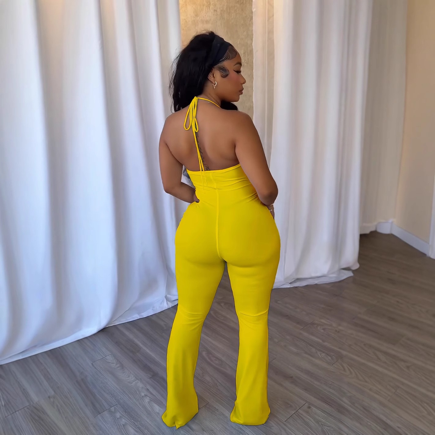 Women's Clothing Summer Halter Neck Jumpsuit Y6064 New European American Style Chic Hollow Out Suspender Vest For Women_ecoleips.com