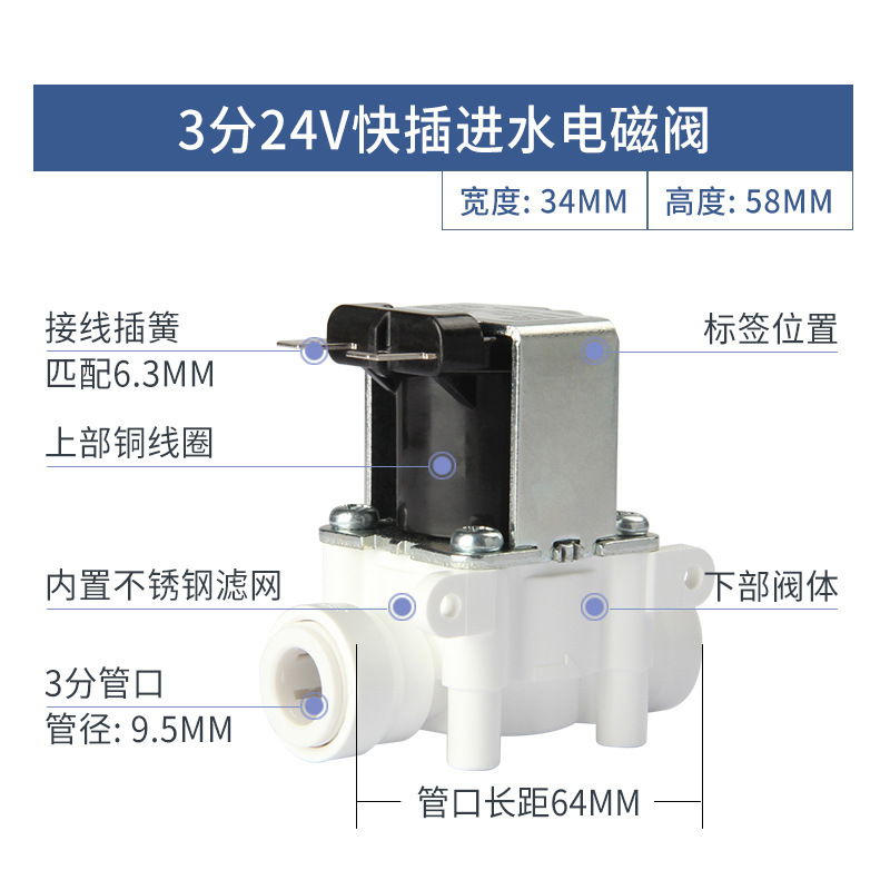 純水機ro機浄水器部品2分3分で給水電磁弁組合せ廃水電磁弁24v|undefined