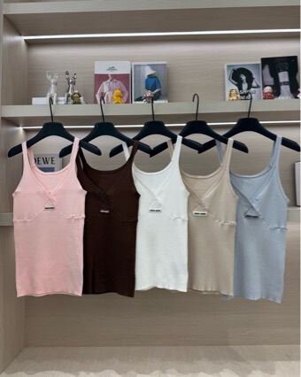 Nanyou High-Quality Version Mm26 Spring/Summer New V-Neck Waist-Cinching Hollow-Out Camisole Multi-Color Tank Top for Layering or Wearing Alone