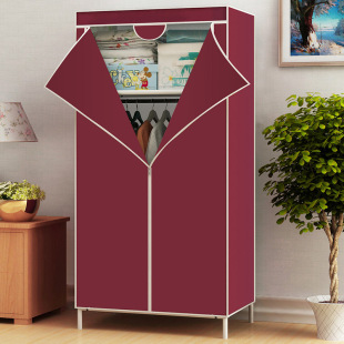 Simple Cloth Wardrobe Dustproof Wardrobe Rental Room Steel Pipe Bold Zipper Wardrobe Fully Closed Steel Pipe Cloth Wardrobe