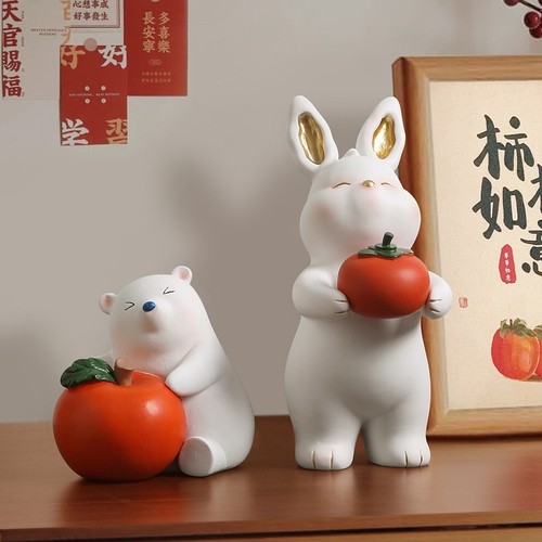 Year of the Rabbit Rabbit Ornaments Living Room Desktop TV Cabinet Porch Home Soft Decorations Gifts for Girls Holiday Gifts