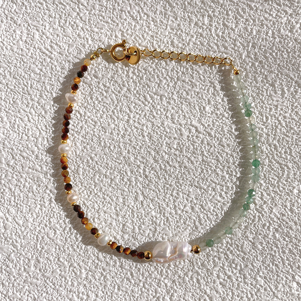 Fashion Round Pearl Titanium Steel Beaded Bracelets 1 Piece