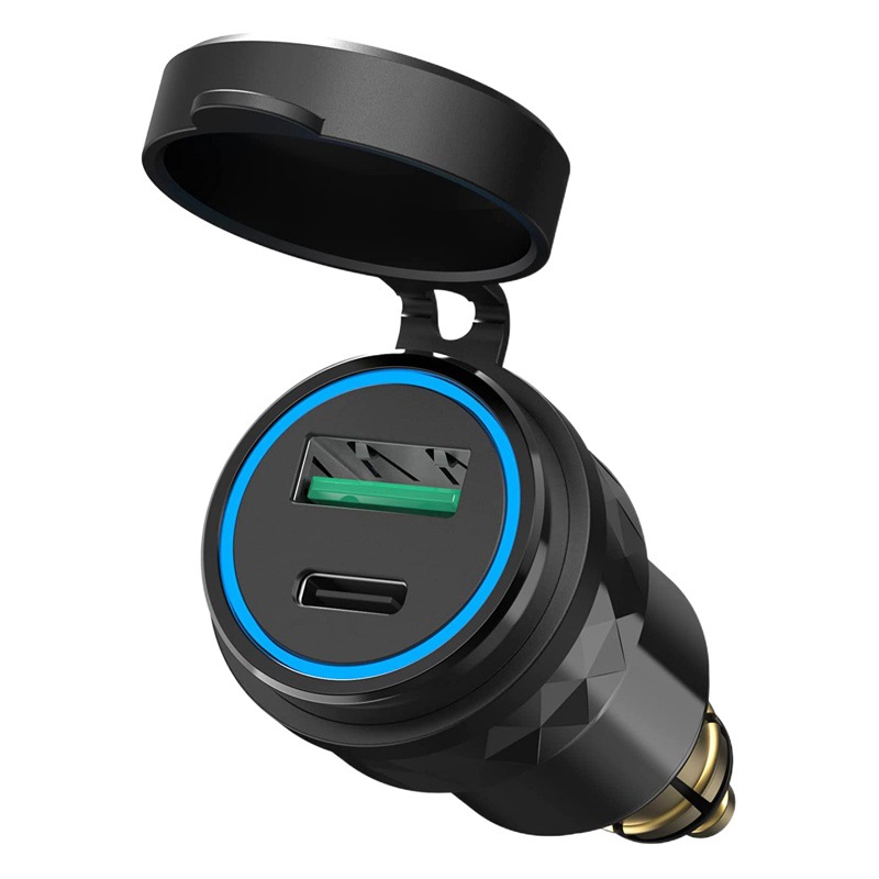 Motocicleta modificada enchufe de carga estándar europeo USB cargador de teléfono móvil aleación de aluminio QC3.0 PD Qualcomm carga rápida