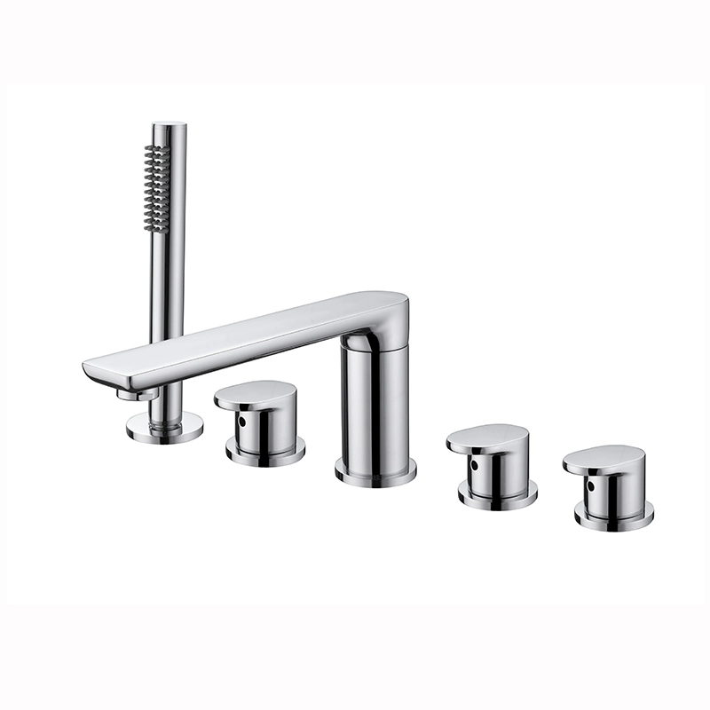 8V Kestu full copper gun gray bath tank edge embedded hot and cold split shower