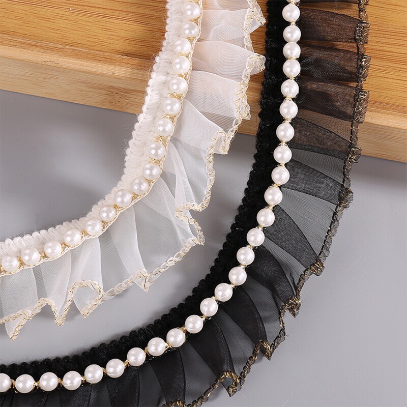 Spot 4cm Imitation Pearl Lace Curtain Accessories Beads Lace Clothing Handmade DIY Decorative Skirt Belt