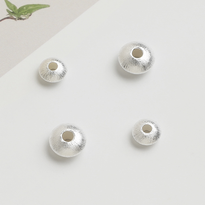 S925 Sterling Silver Fine Brushed Flying Saucer Spacer Beads DIY Beaded Braided Rope Crystal Bracelet Necklace Abacus Loose Bead Accessories S925 Sterling Silver Fine Brushed Flying Saucer Spacer Beads DIY Beaded Braided Rope Crystal Bracelet Necklace Abacus Loose Bead Accessories