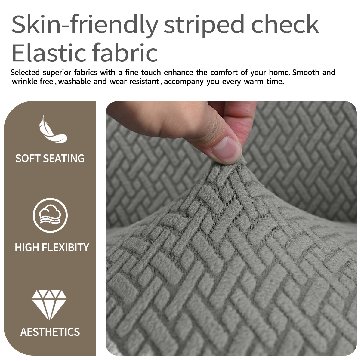 Nueva funda curva para silla con rayas transfronterizas, reposabrazos altos, funda elástica para silla de forma especial, funda para silla de comedor de hotel, emitida por TEMU