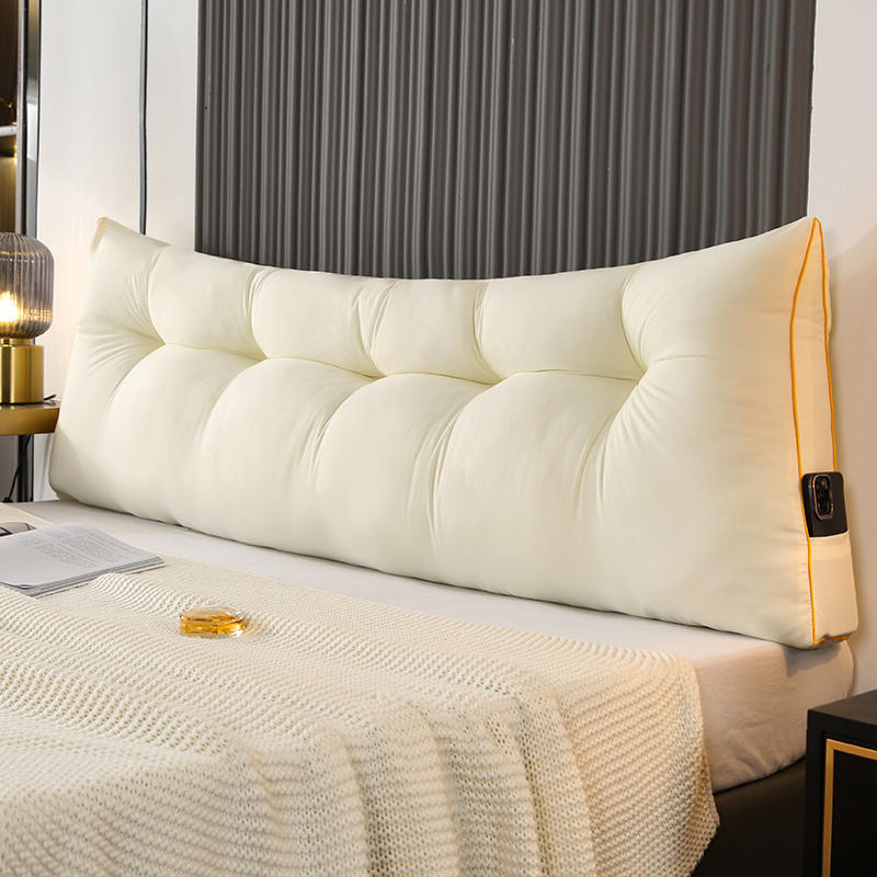 Bedside Pillow, Bedroom Bed Cushion, Elevated Tatami Large Backrest, Triangle Style Student Dormitory Anti-Collision Waist Pillow