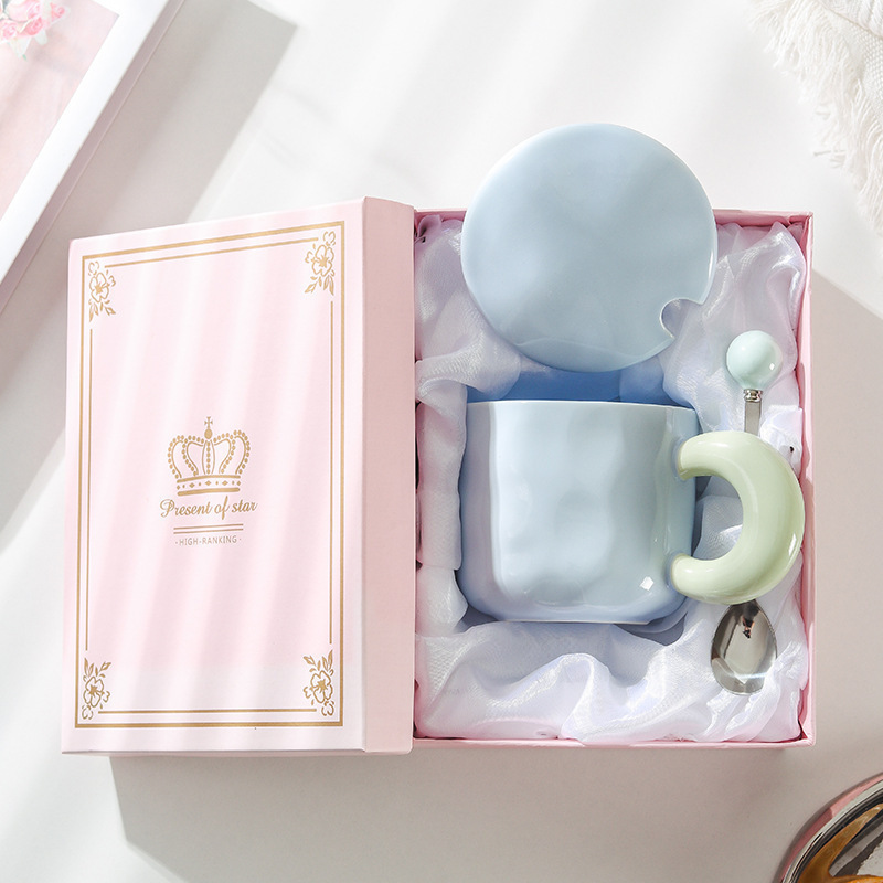 奶马克杯带盖勺可爱女生高颜值陶瓷咖啡杯子情侣办公室早餐杯夷陵|undefined