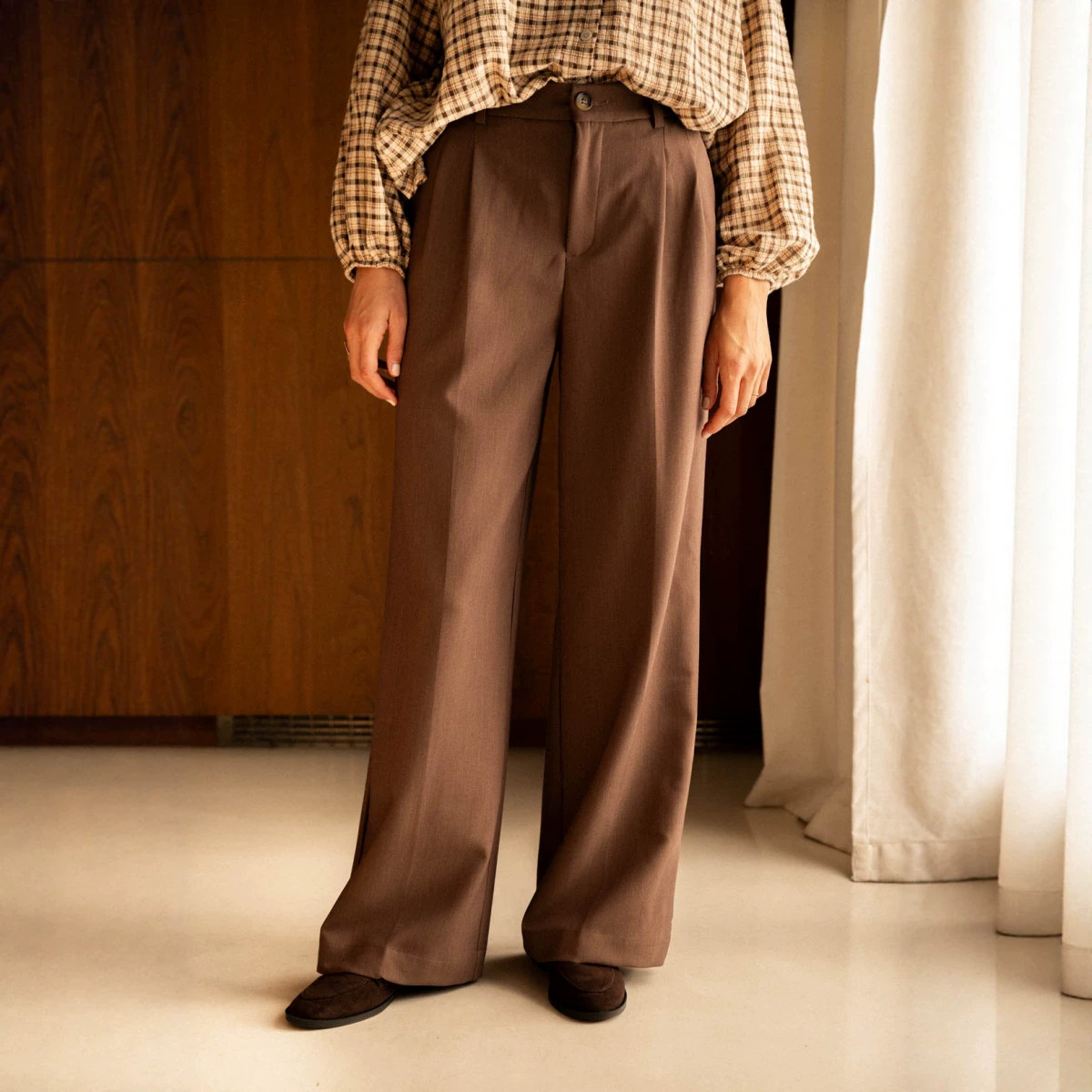 Primavera y otoño de la vieja ventana de mujeres pantalones de cintura baja de mujeres de viaje delgadas rectas ociosas pantalones comerciales de piernas anchas image 5