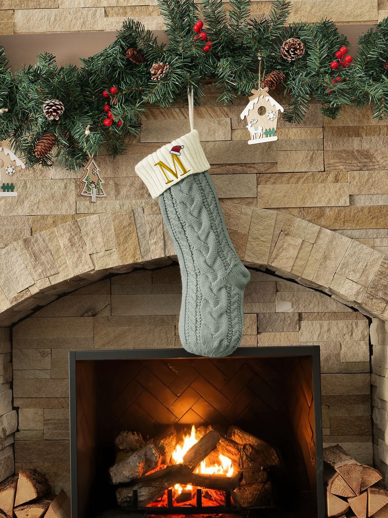 Amazon Europa y los Estados Unidos medias de Navidad personalizadas bordadas calcetines de letras de punto medias de regalo de Navidad colgantes fabricantes image 62