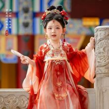 汉服女童秋装连衣裙儿童古风裙子秋季女孩中秋演出公主裙有吊牌