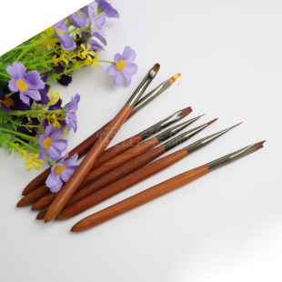 Sandalwood Pole Manicure Brush Painted Pull-Line Pen Round-Head Phototherapy Pen Smudged Fan-Shaped Gradient Universal Daisy Sawtooth Pen