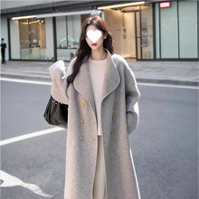高级感超系羊毛灰色双面羊绒大衣女秋冬加厚宽松新款羊毛呢子外套