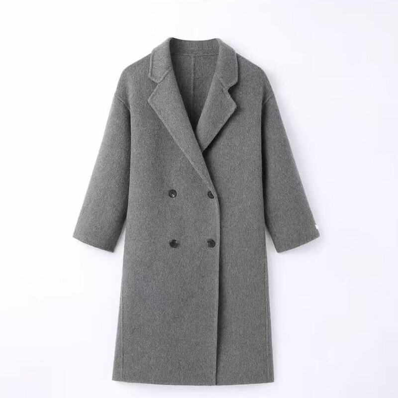 2026 Autumn/Winter New Double-Sided Wool Coat for Women, Long Cashmere Korean Style Loose Woolen Jacket, Elegant and Slimming 2026 Autumn/Winter New Double-Sided Wool Coat for Women, Long Cashmere Korean Style Loose Woolen Jacket, Elegant and Slimming