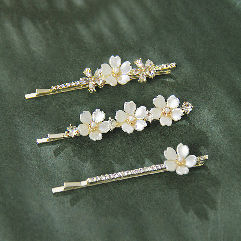 Fairy Gentle Flower Hairpin Fairy Pearl Hairpin Exquisite Bangs Clip One-word Clip Broken Hair Side Clip Hair Accessories_voghion.com
