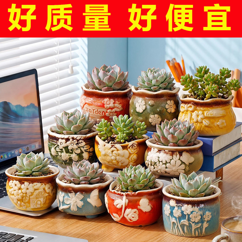 Labeled Succulent Ceramic Flower Pots, Rustic Pottery Creative Pots for Succulent Plants, Various Sizes and Diameters for Home Use, Dropshipping Available Labeled Succulent Ceramic Flower Pots, Rustic Pottery Creative Pots for Succulent Plants, Various Sizes and Diameters for Home Use, Dropshipping Available