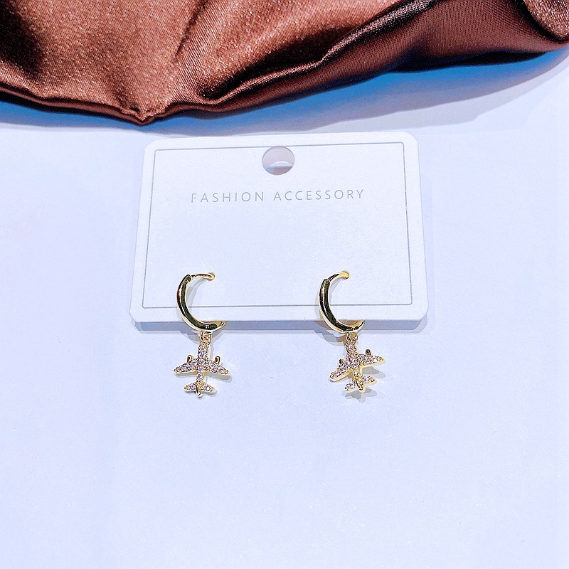 Womenu0027S Fashion Airplane Copper Earrings Inlaid zircon Zircon Drop Earrings