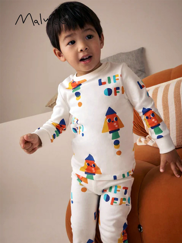 Malwee transfronterizo ropa de hogar para niños otoño y invierno nuevo conjunto de niños europeos y estadounidenses de manga larga de cuello redondo de dos piezas