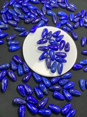 Natural lapis lazuli water drop-shaped beads, half-drilled, with a hole through the center, for DIY bracelets, pendants, and bead stringing projects (Zərgərlik ara hissələri) - natural-lapis-lazuli-half-drilled-water-drop-approximately-1020mm