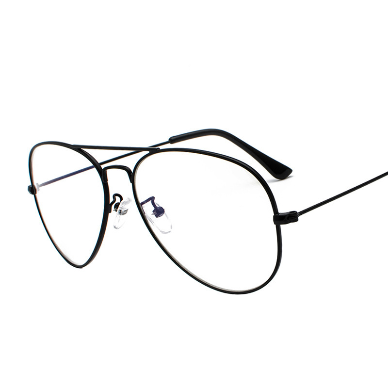 3025 New Large Frame Aviator Glasses Retro Flat Lens Anti-Blue Light Metal Eyeglasses