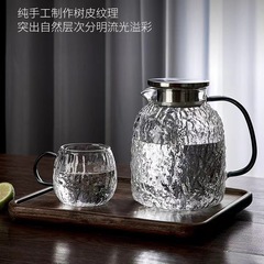 耐熱ガラス冷水筒冷飲ジュース樹皮紋泡ティーポット高ホウ素シリコン透明大容量冷水筒