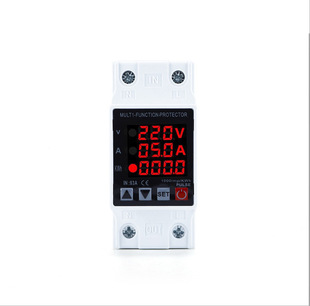Adjustable over-voltage limit current voltage protector three display 63A over-voltage protector with power energy meter