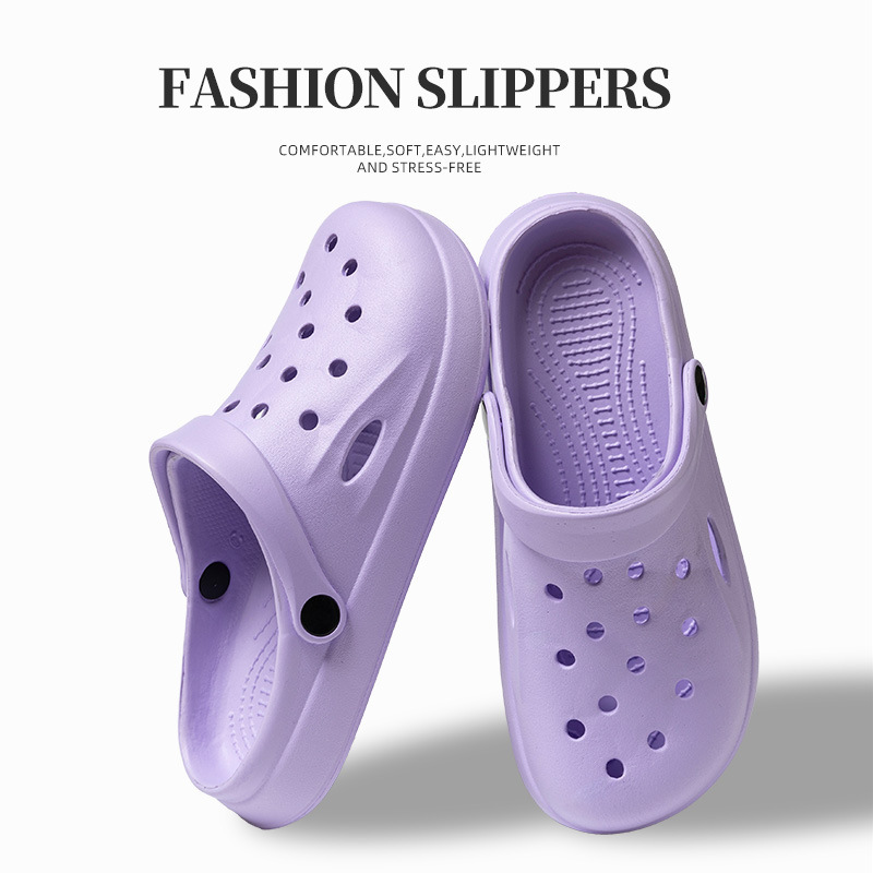 Cross-border Hole Shoes Garden Shoes Men's Summer Outer Wear Half-covered Slippers Women's Thick-soled Couple's Non-slip Beach Shoes