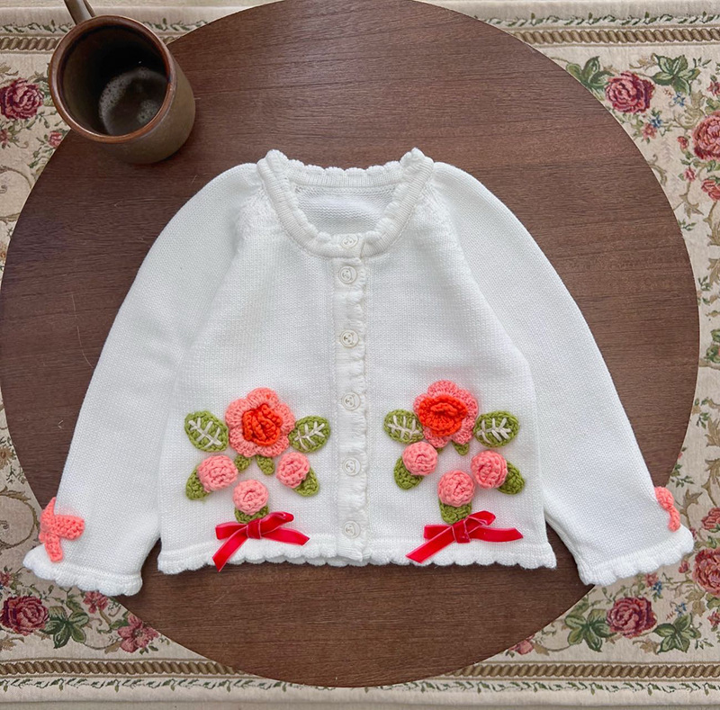 Fashion Flower Button 100% Cotton Hoodies & Sweaters display picture 4