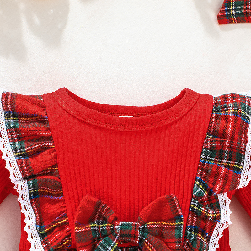 Mode Plaid Froufrous 100% Coton Filles Robes display picture 3