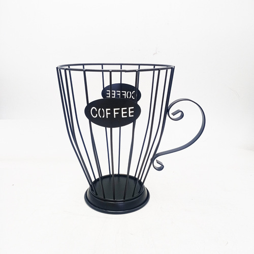 Factory direct sales iron wire coffee capsule storage basket straight-sided cup-shaped iron fruit basket gold and black home furnishings