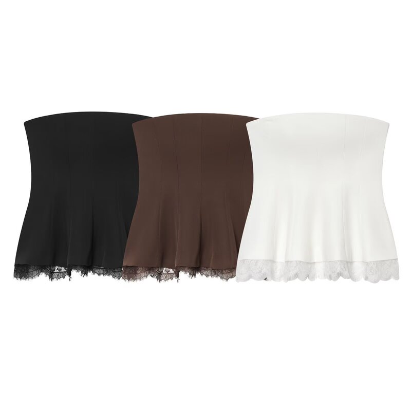 Zg Foreign Trade Women's Clothing 2026 Summer New Collection European and American Style Fashionable Simple Sexy Lace Strapless Top Zg Foreign Trade Women's Clothing 2026 Summer New Collection European and American Style Fashionable Simple Sexy Lace Strapless Top