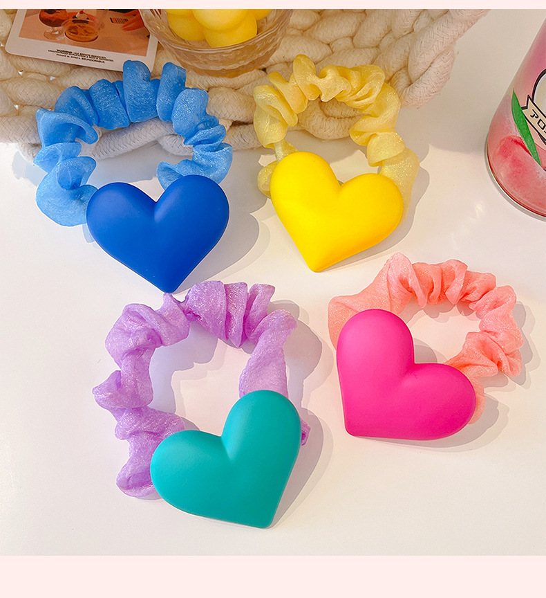 Girl'S Gender Cartoon Style Style Cartoon Style Girl'S Heart Shape Arylic Hair Tie