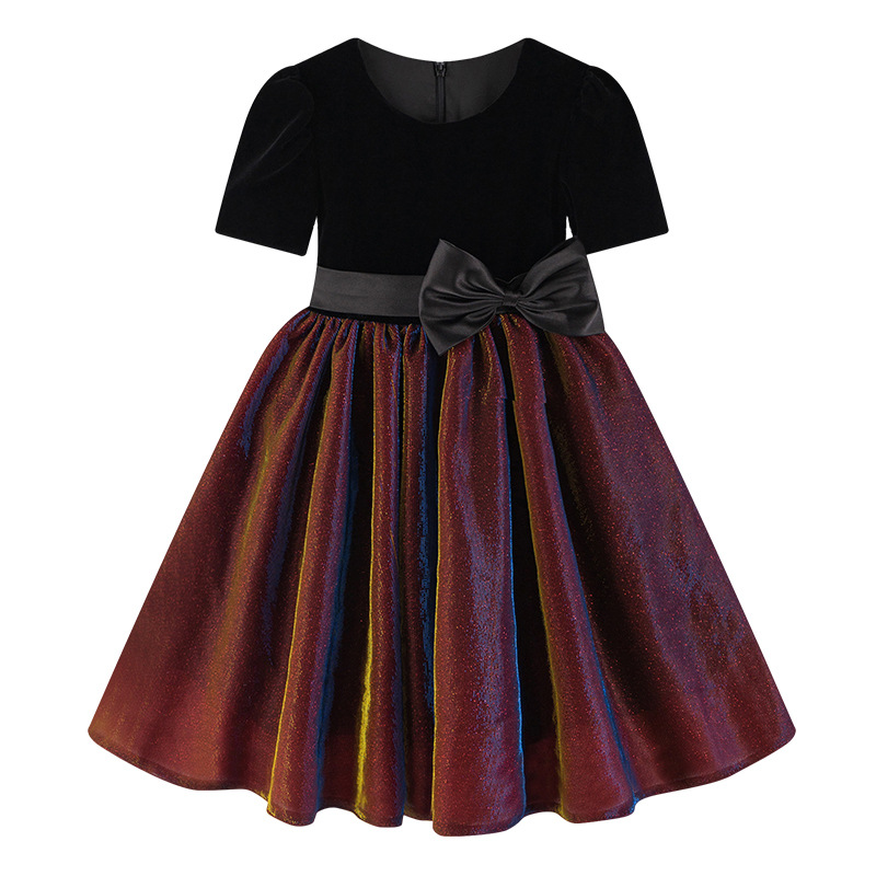 Vestido para niños, vestido de princesa de alta gama para niñas, coro de actuación para niñas, vestido de actuación de cumpleaños de manga corta