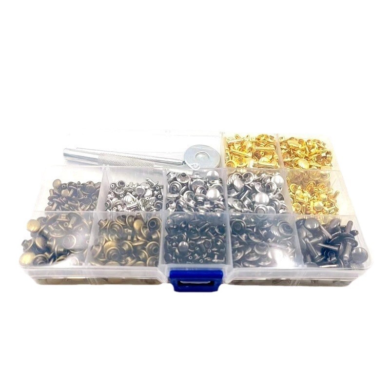 Cap nail ropa de equipaje de cuero decoración de metal remache de doble cara traje de hebilla femenina remache de doble cara + herramienta