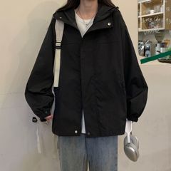 黑色同款冲锋衣外套女春秋款防风防水户外棒球服连帽工装夹克