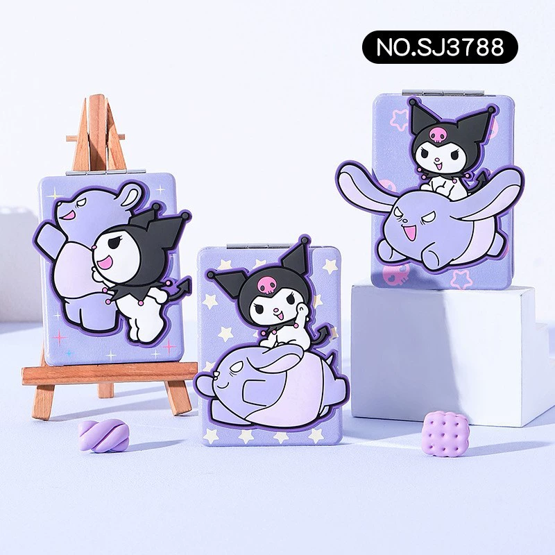 [Полный набор Sanrio двойных зеркал] KUROMI маленькое зеркало общежитие спальня косметическое зеркало складное зеркало нарядное зеркало