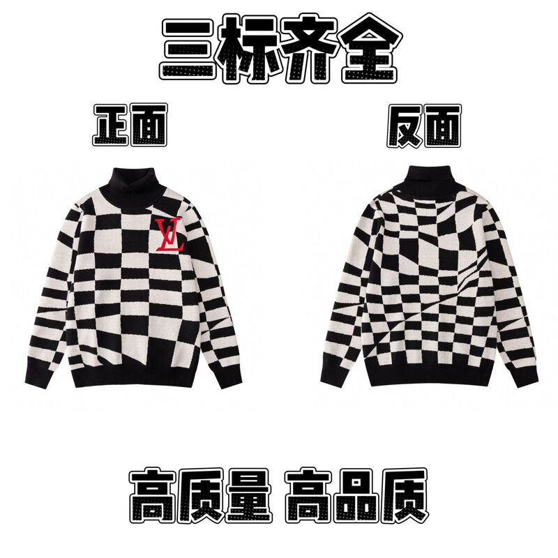2025春秋新款潮牌字母满身logo圆领针织毛衣男女款宽松休闲上衣【|undefined