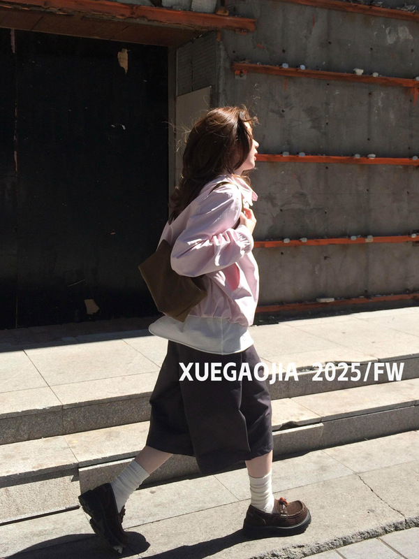 Creambaby Studio 粉色工装夹克翻领外套女秋季新款通勤休闲上衣|undefined