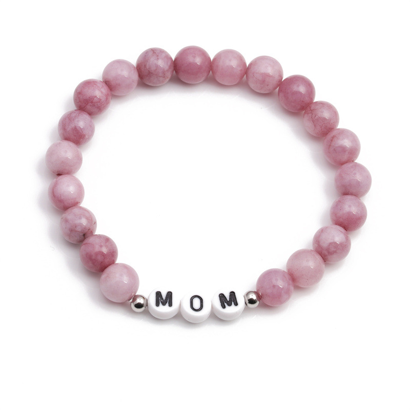 Simple Natural Stone Plus Color Mama Beaded Bracelet Mother's Day Female display picture 4