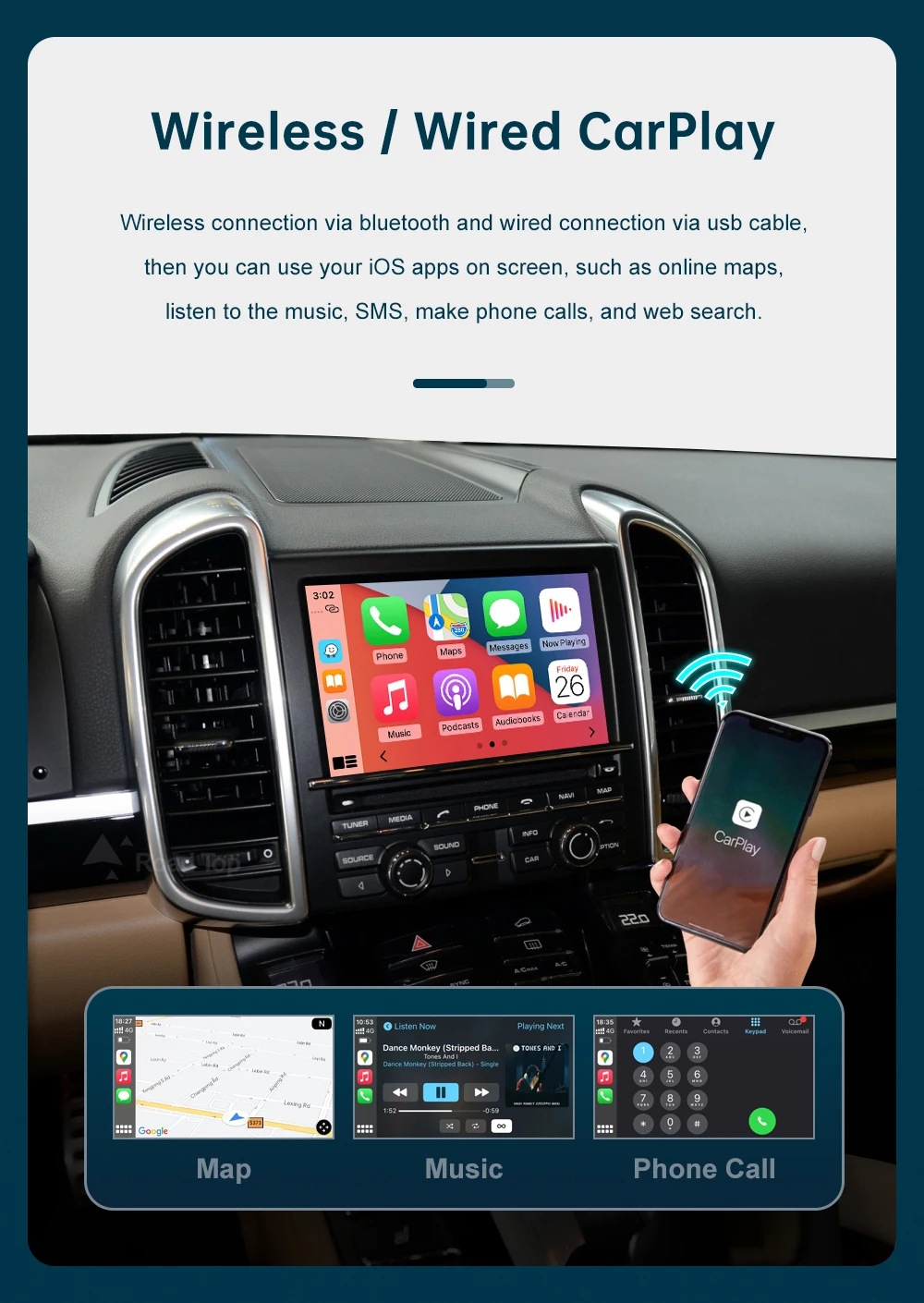 Wireless Carplay Car-Machine Interconnection Is Suitable for Porsche Pcm3.0 Pcm3.1 Decoder Module Decoder